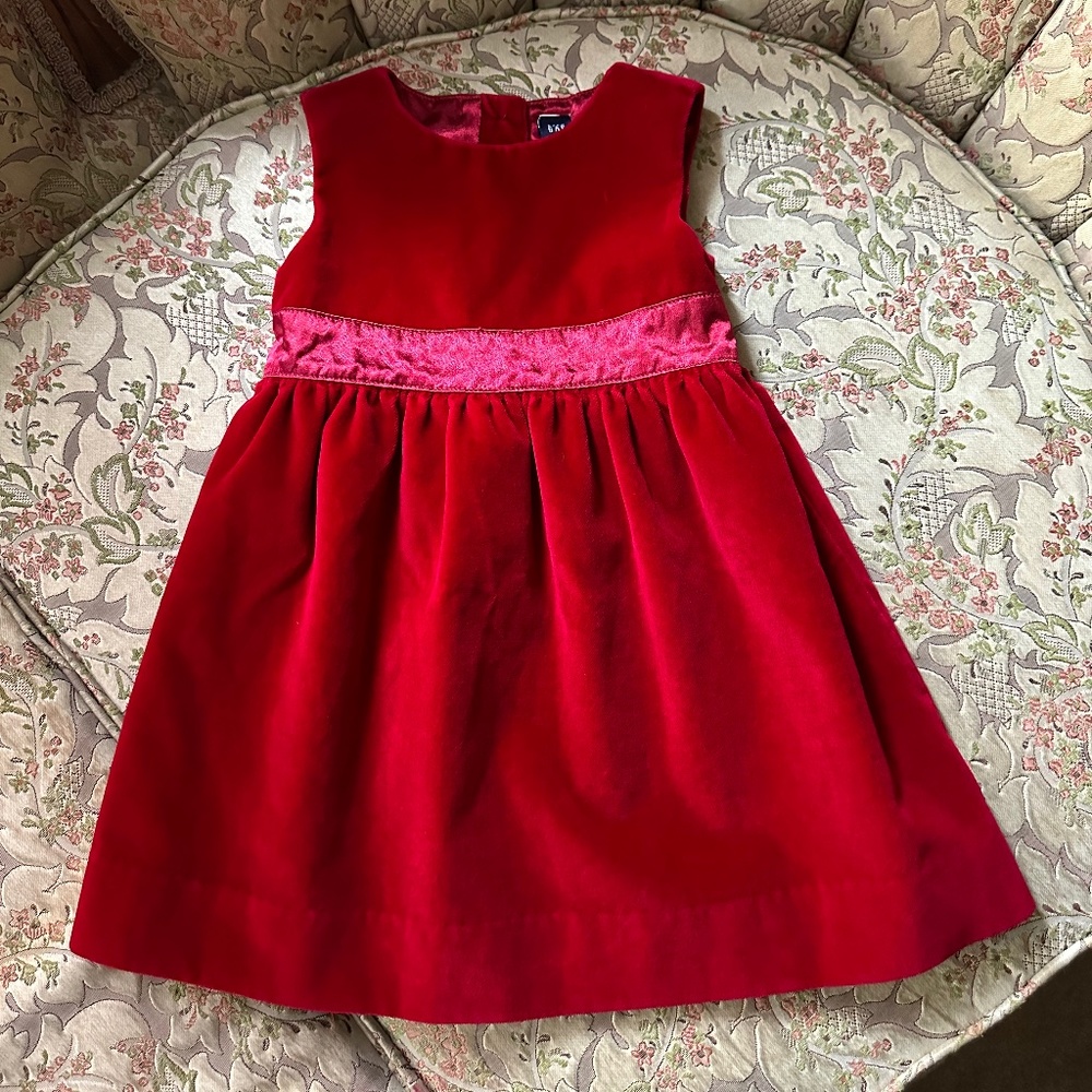 Child's Red Velveteen GAP Dress/ Jumper - sz. 12 - 18 mo.